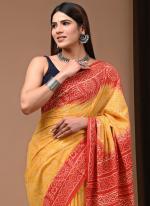 Cotton Yellow Casual Wear Printed Saree